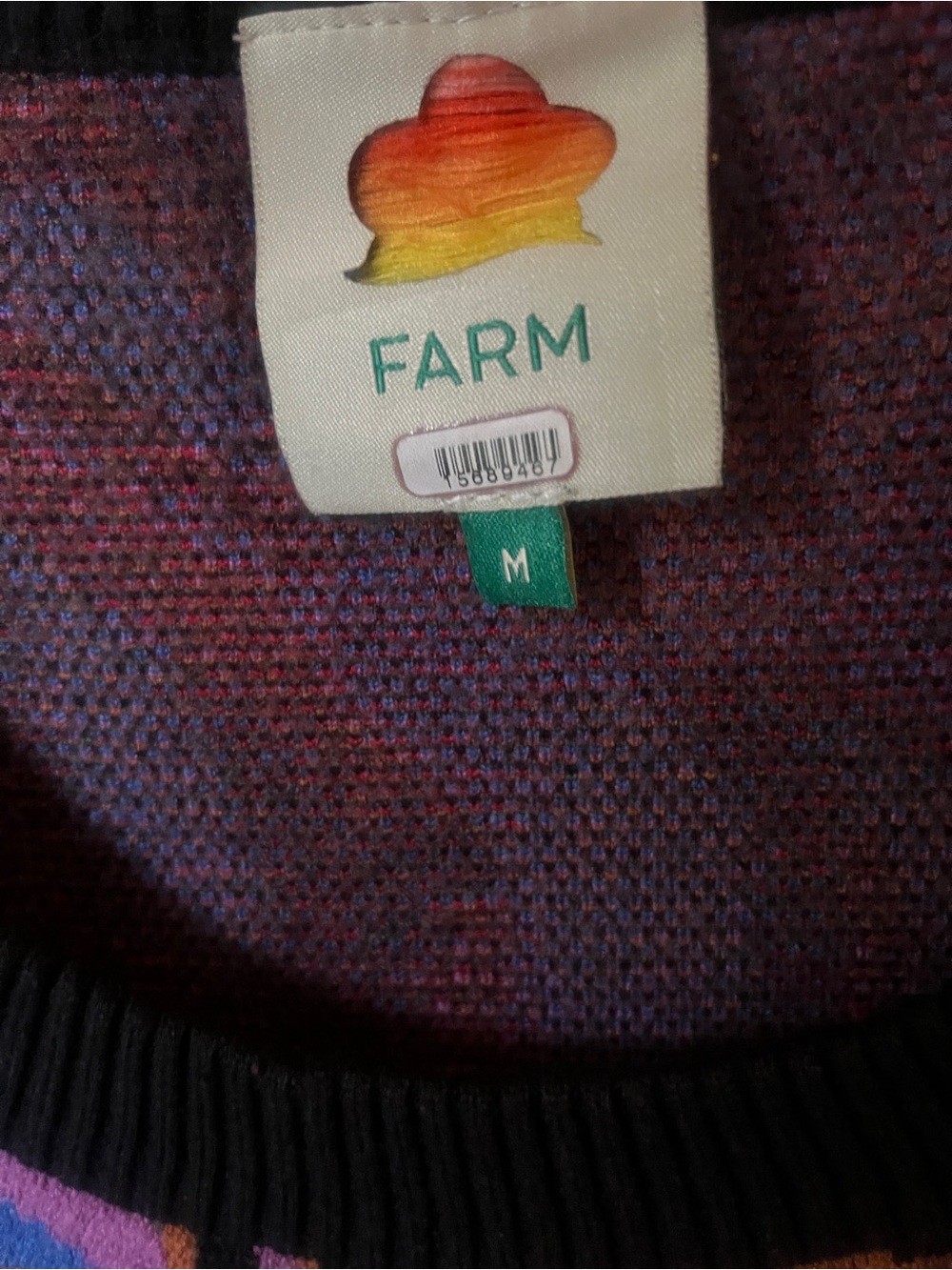 Farm Rio maxi long sleeve sweater dress with colorful horse print, keyhole back - Picture 3 of 7
